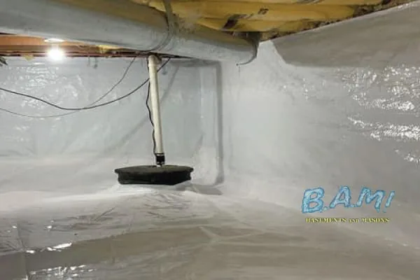 Crawl space encapsulation with vapor barrier — BAM Basements & Masons Iowa